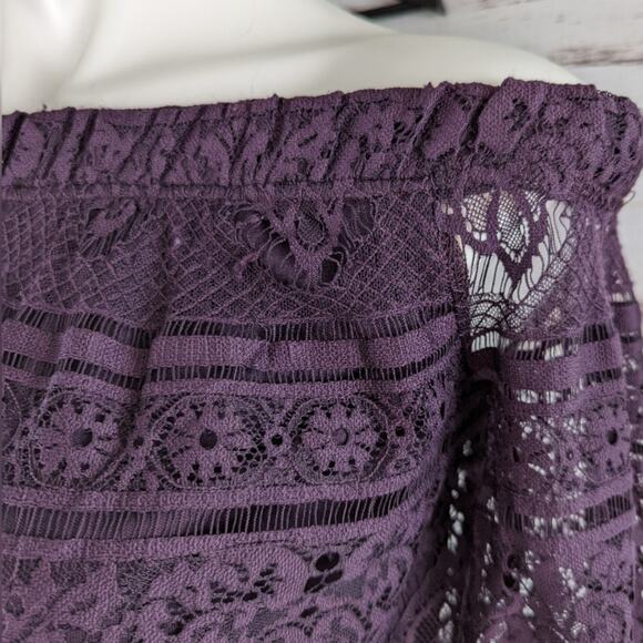 Apt 9 Purple Eyelash Lace Off the Shoulder Blouse XS - Picture 4 of 6